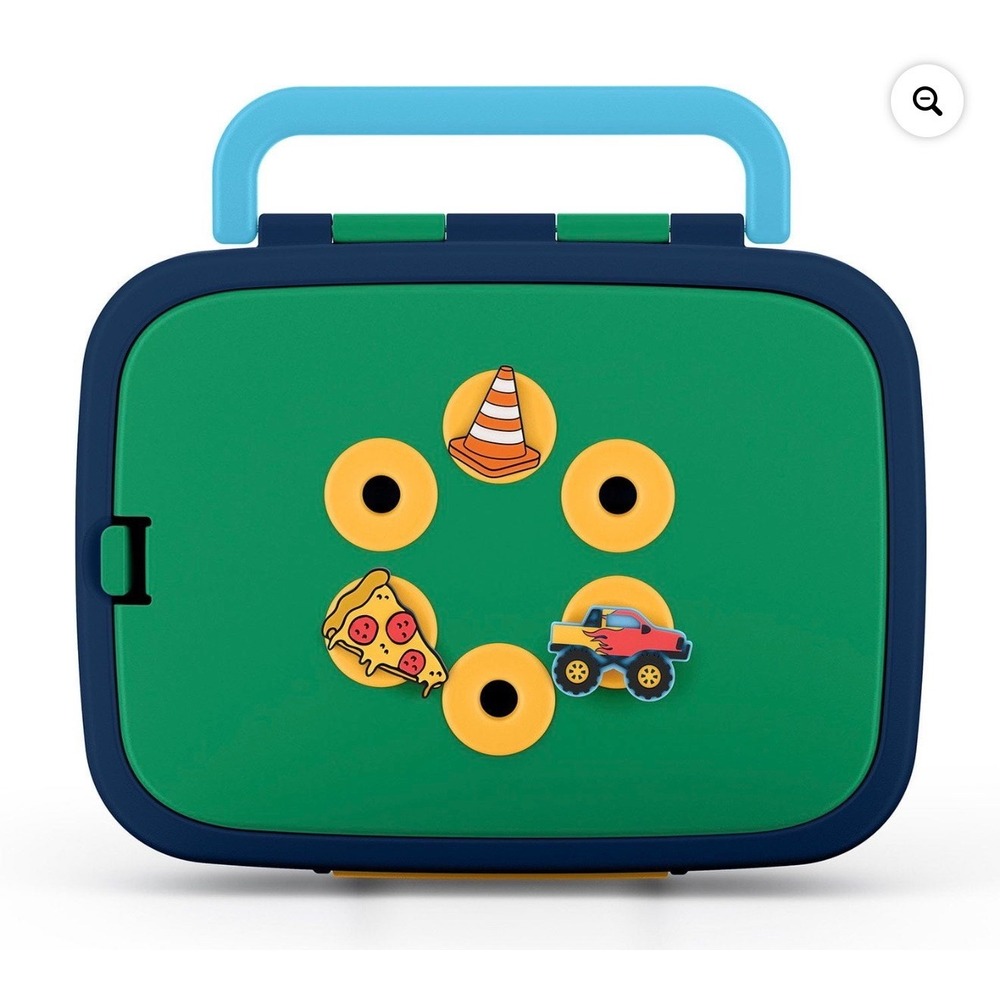 Ello Benni Bento Lunch Box Kids OS Green Blue NWT Customizable Charms Ice Pack